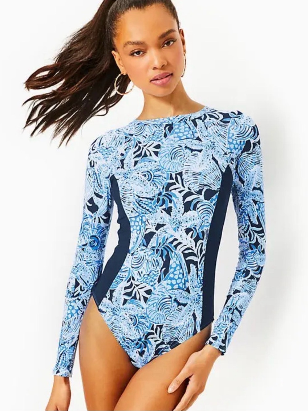 Lilly Pulitzer Wynston Rash Guard One-Piece Swimsuit Sz 12 NWT